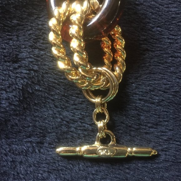 KJL Kenneth Jay Lane Tortoise & Double Gold Tone Rope Link Bracelet/NEW! - Picture 2 of 3